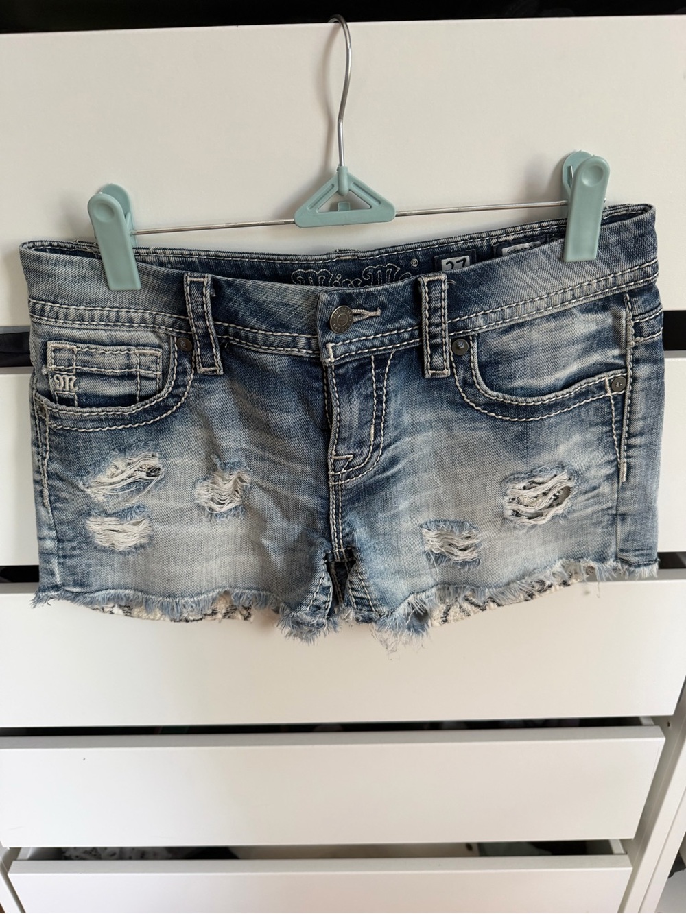 Miss Me Distressed Light Blue Denim Cutoff Shorts